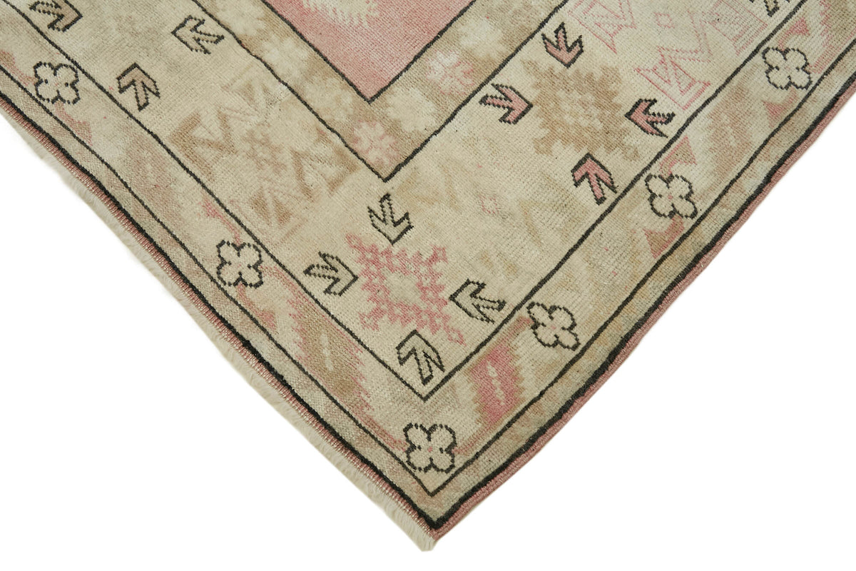 Kavale Vintage Pembe Bej Etnik Geometrik El Dokuma Halı 119x216 cm 43603 – detay görünümü