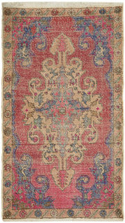 Kavale Pembe Madalyon Desenli Yün ve Pamuk El Dokuma Halı 140x236 cm