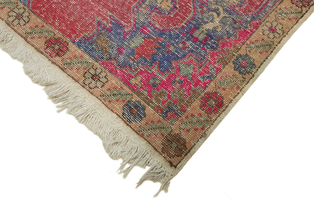 Kavale Pembe Madalyon Desenli Yün ve Pamuk El Dokuma Halı 140x236 cm – detay görünümü
