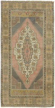 Kavale Pembe Gri Madalyon Desenli Klasik El Dokuma Halı 122x243 cm