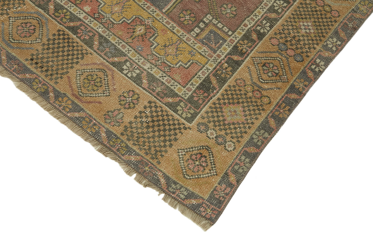 Kavale Pembe Gri Madalyon Desenli Klasik El Dokuma Halı 122x243 cm – detay görünümü