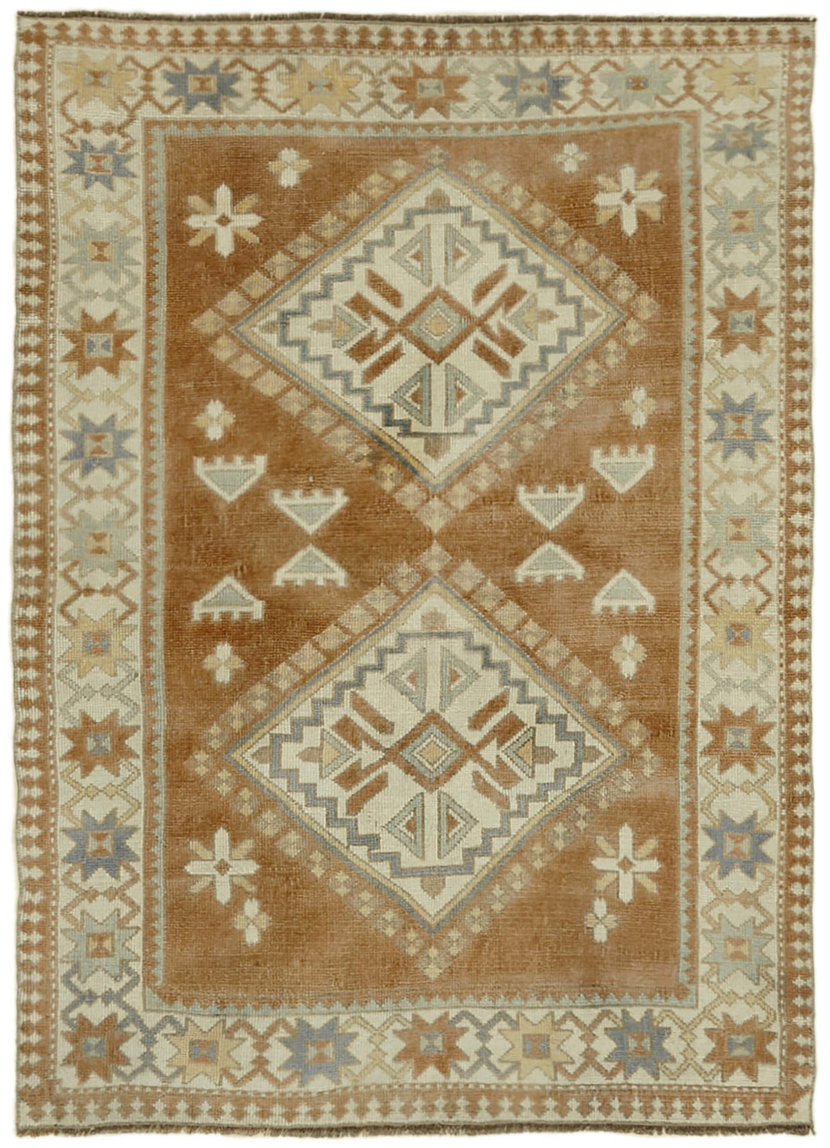 Kavale Anadolu El Dokuma Kahverengi Geometrik Halı 128x172 cm