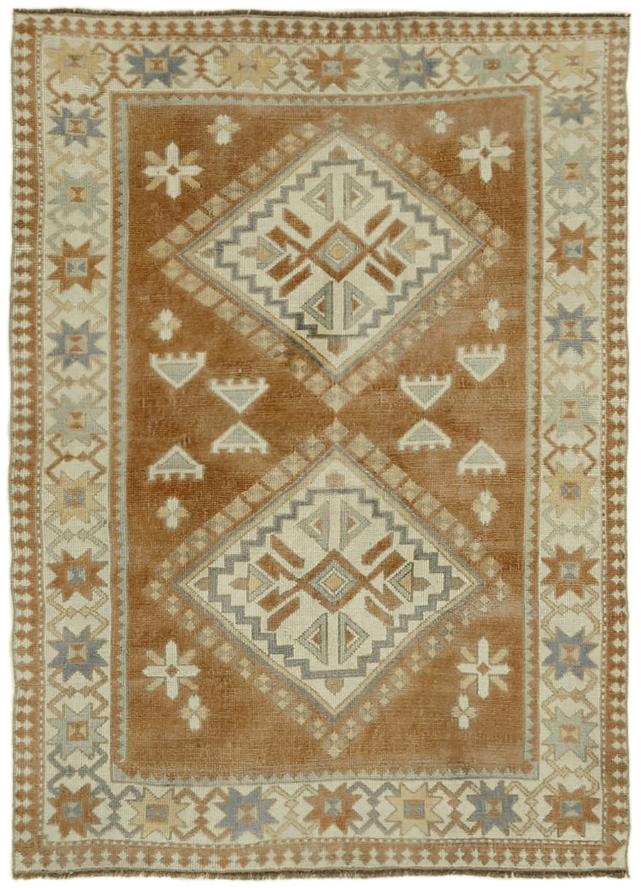 Kavale Anadolu El Dokuma Kahverengi Geometrik Halı 128x172 cm