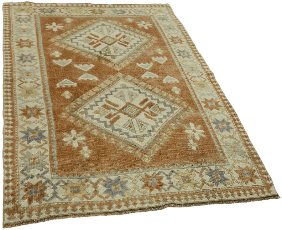 Kavale Anadolu El Dokuma Kahverengi Geometrik Halı 128x172 cm – genel görünüm