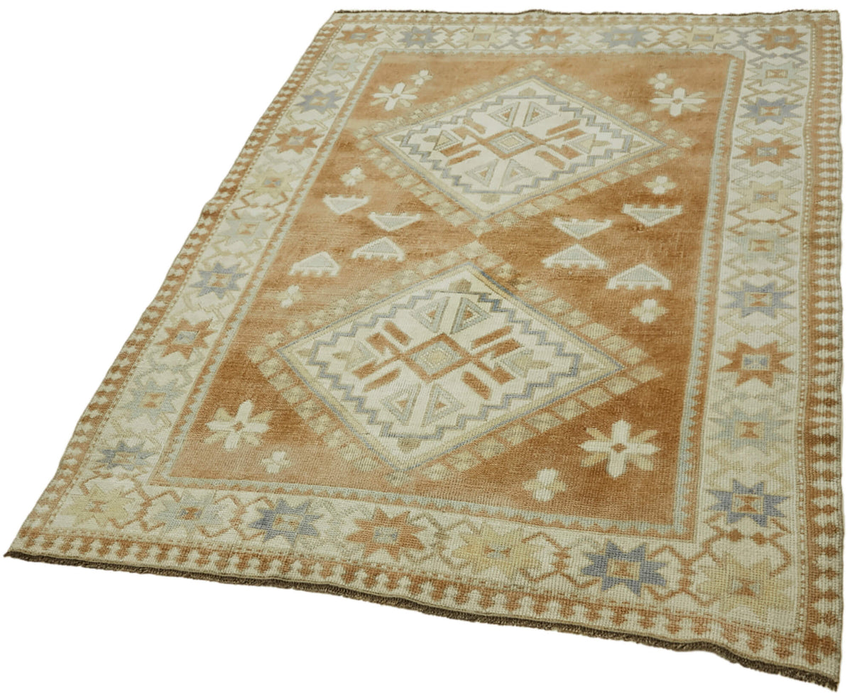 Kavale Anadolu El Dokuma Kahverengi Geometrik Halı 128x172 cm – doku yakın çekim