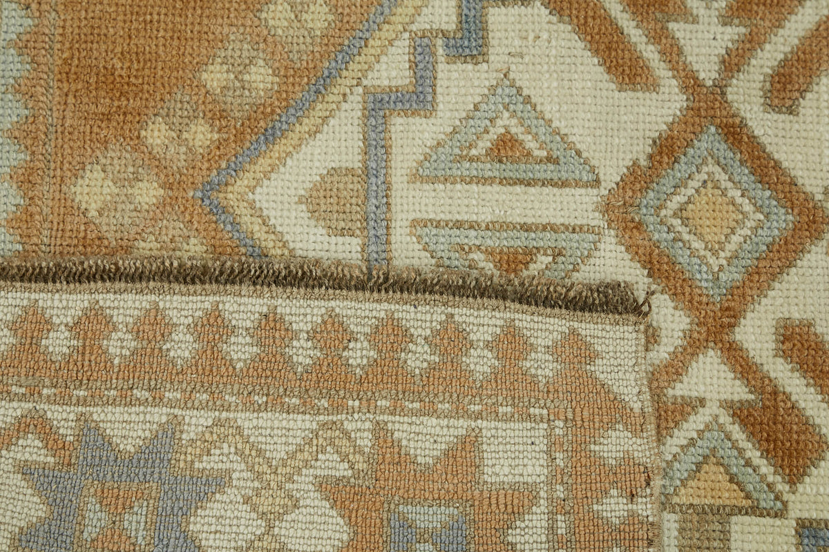 Kavale Anadolu El Dokuma Kahverengi Geometrik Halı 128x172 cm – kenar detayı