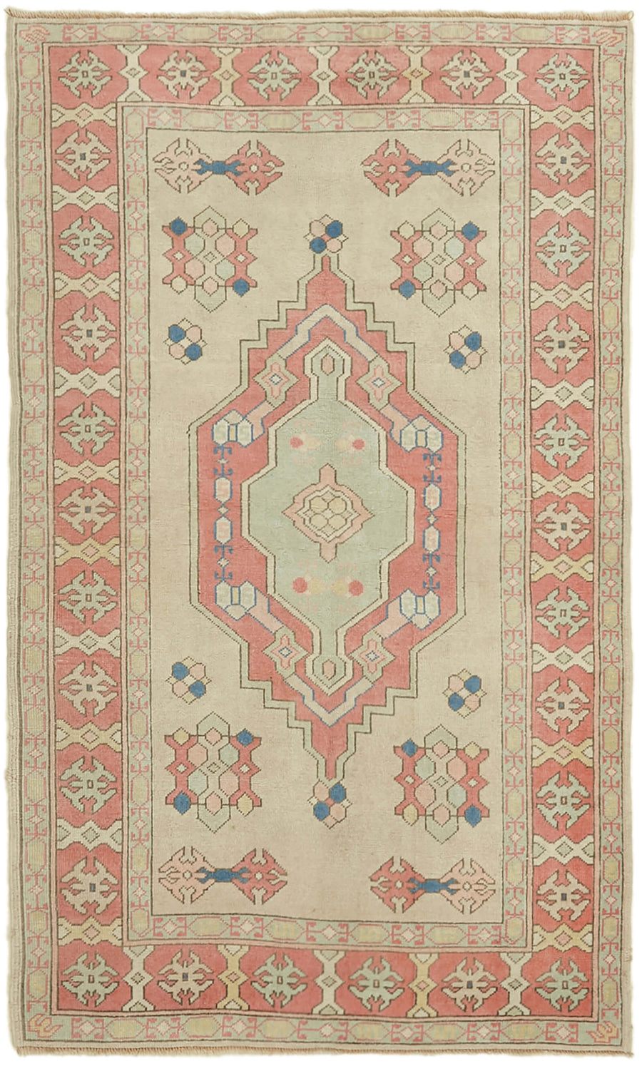 Kavale Bej Halı Geometrik Desenli Gümüş ve Turkuaz Tonlu 139x226 cm