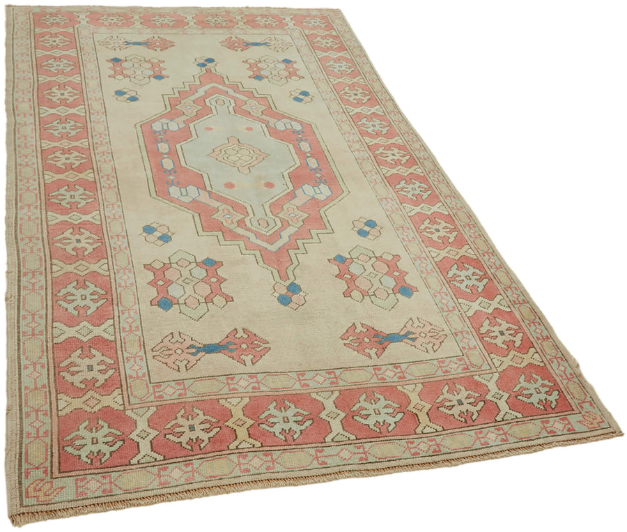 Kavale Bej Halı Geometrik Desenli Gümüş ve Turkuaz Tonlu 139x226 cm – genel görünüm