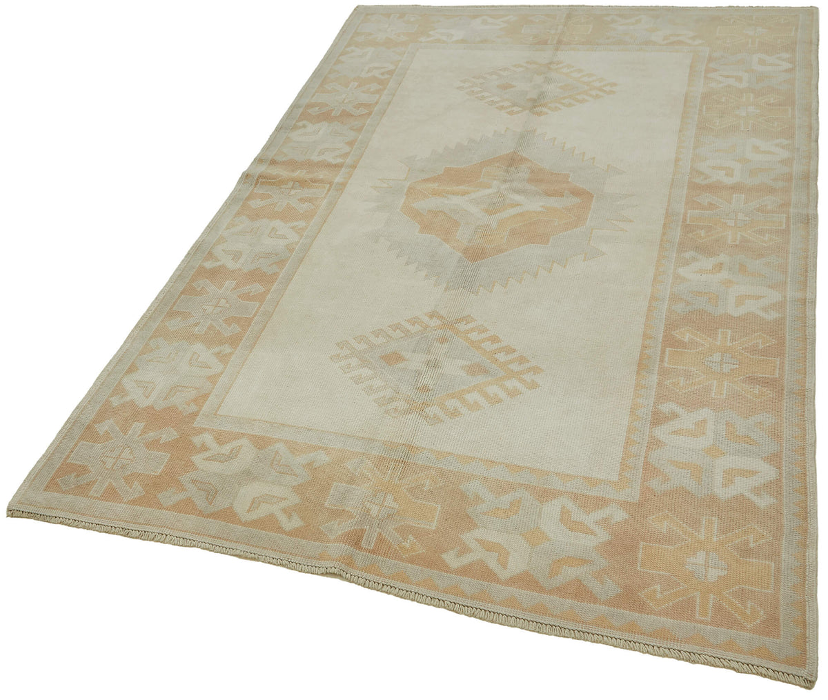 Kavale Geometrik Desenli Açık Kahverengi Anadolu Halısı 151x228 cm – doku yakın çekim