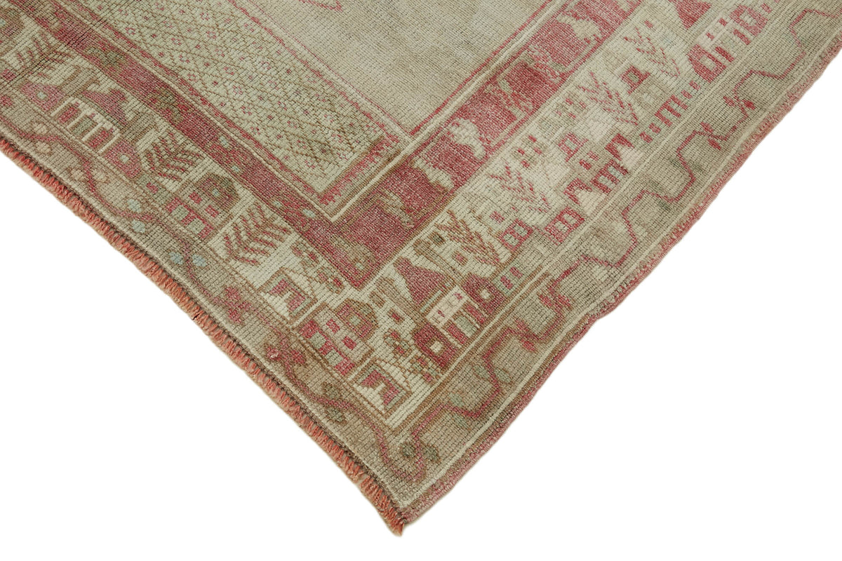 Kavale Geometrik Desenli Bej Kırmızı Vintage Halı 127x190 cm 43637 – detay görünümü