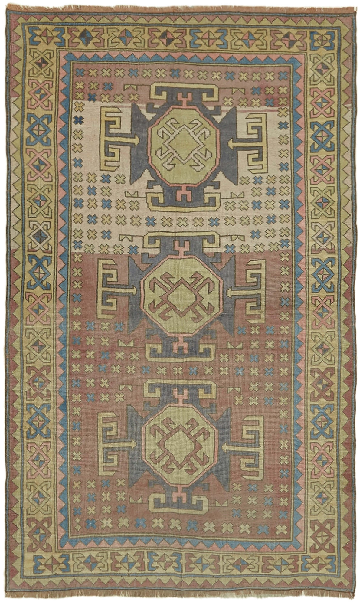 Kavale Anadolu El Dokuma Kahverengi Bej Geometrik Halı 141x220 cm