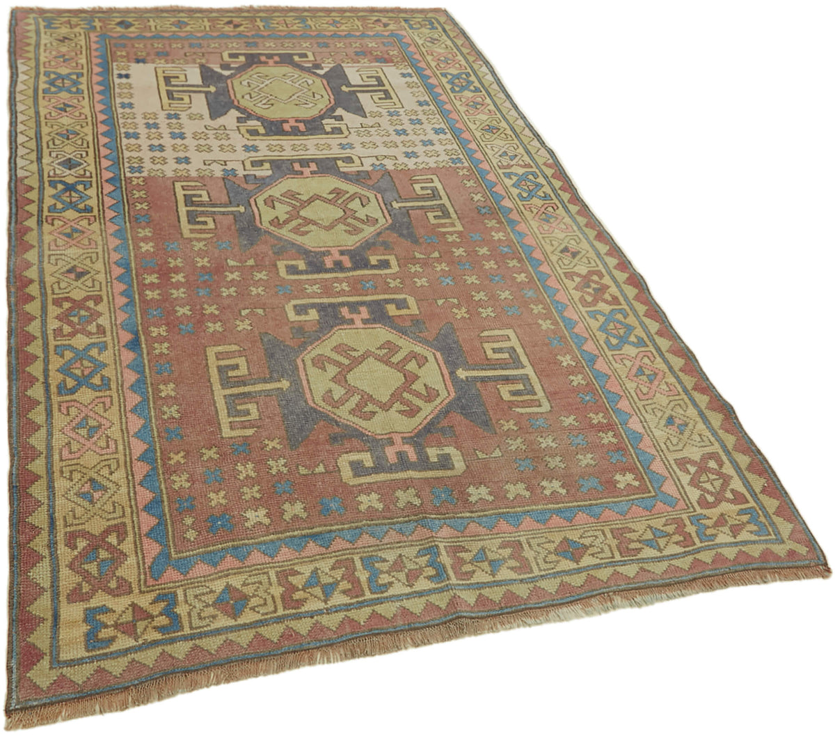 Kavale Anadolu El Dokuma Kahverengi Bej Geometrik Halı 141x220 cm – genel görünüm