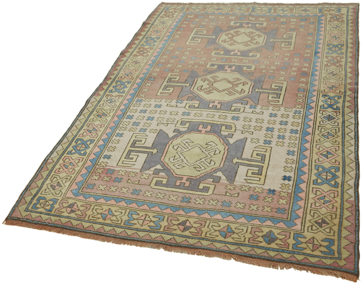 Kavale Anadolu El Dokuma Kahverengi Bej Geometrik Halı 141x220 cm – doku yakın çekim