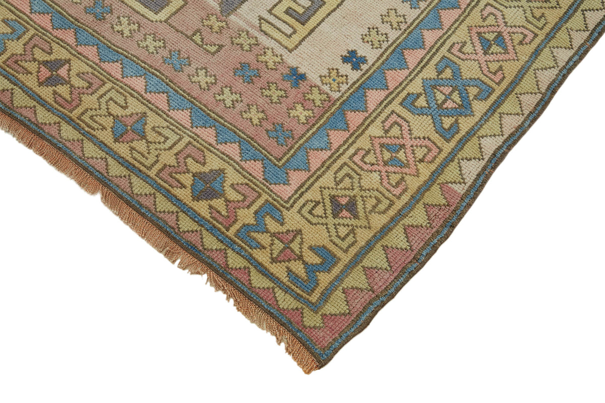 Kavale Anadolu El Dokuma Kahverengi Bej Geometrik Halı 141x220 cm – detay görünümü
