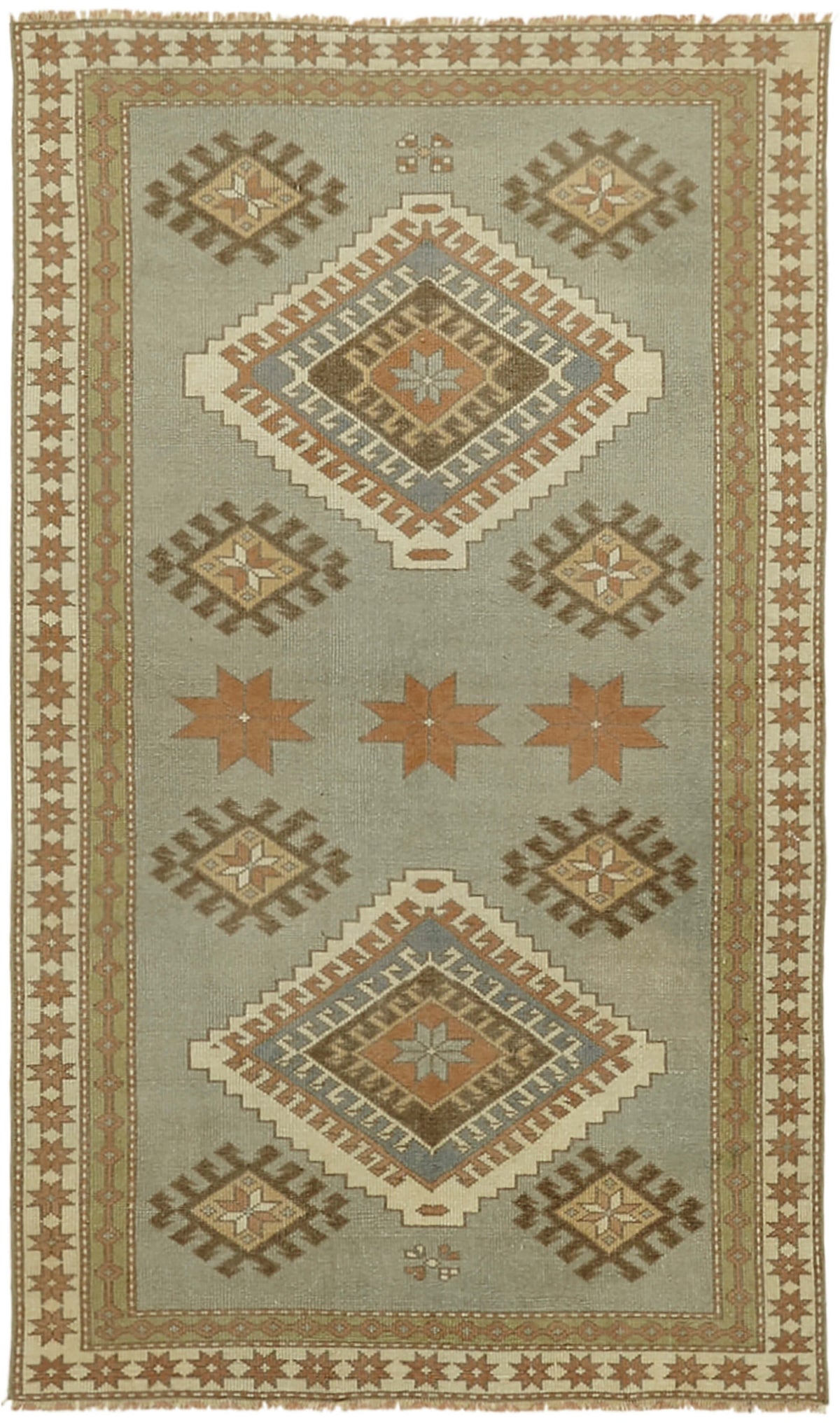 Kovena Gri Halı Geometrik Desenli Vintage Yolluk 127x211 cm