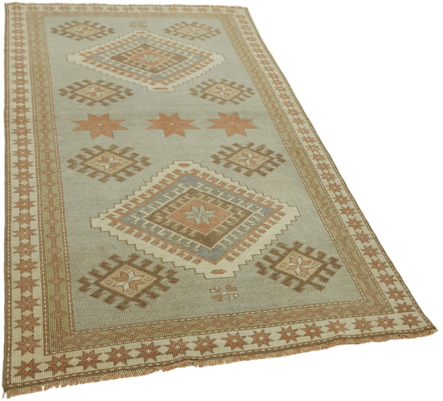 Kovena Gri Halı Geometrik Desenli Vintage Yolluk 127x211 cm – genel görünüm