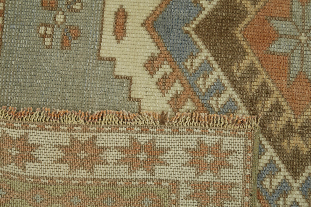 Kovena Gri Halı Geometrik Desenli Vintage Yolluk 127x211 cm – kenar detayı