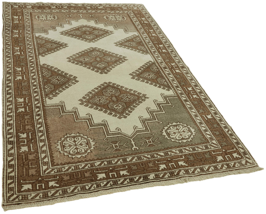 Kavale Düz Kahverengi Halı Etnik Geometrik Desenli 140x214 cm 43659 – genel görünüm