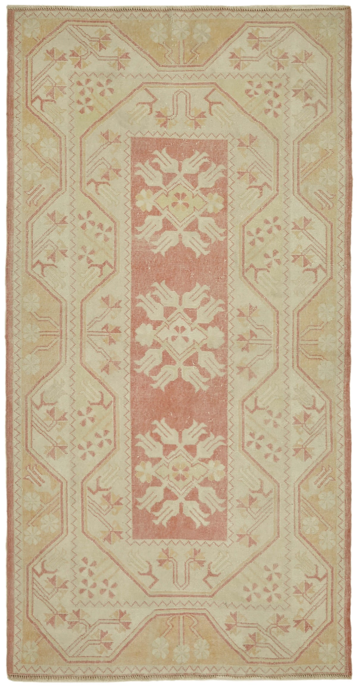 Kavale Kırmızı Dokuma Geometrik Etnik El Dokuma Halı 116x212 cm