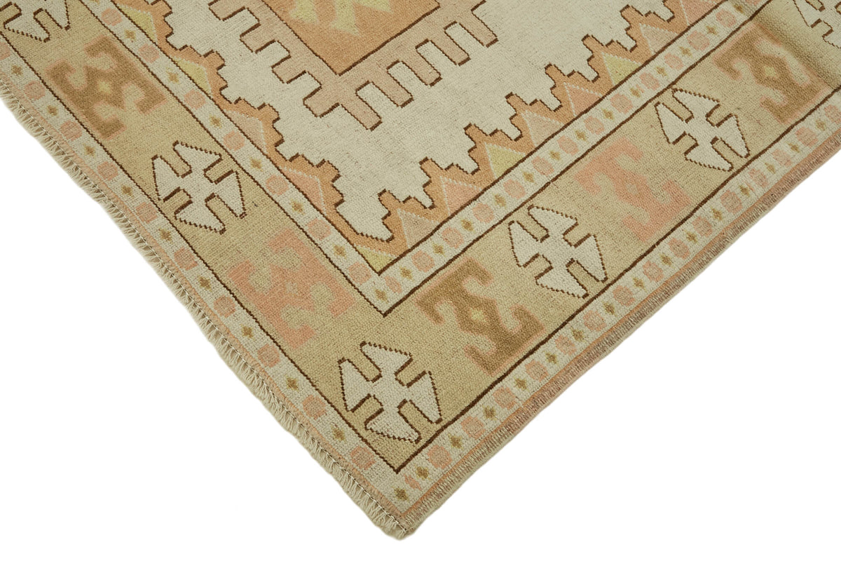Kavale Bej Kahverengi Etnik Geometrik Desenli El Dokuma Halı 139x166 cm – detay görünümü