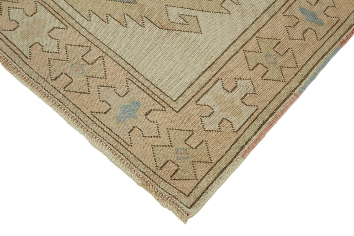 Kavale Bej Mavi Geometrik Etnik El Dokuma Halı 126x202 cm – detay görünümü