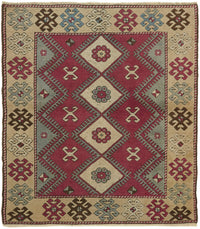 Kavale Tappeto rosa e beige etnico geometrico fatto a mano 106x120 cm