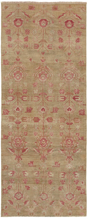 Kavale Bej Pembe Geometrik Pamuk Yün El Dokuma Halı 92x225 cm