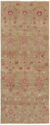 Kavale Bej Pembe Geometrik Pamuk Yün El Dokuma Halı 92x225 cm