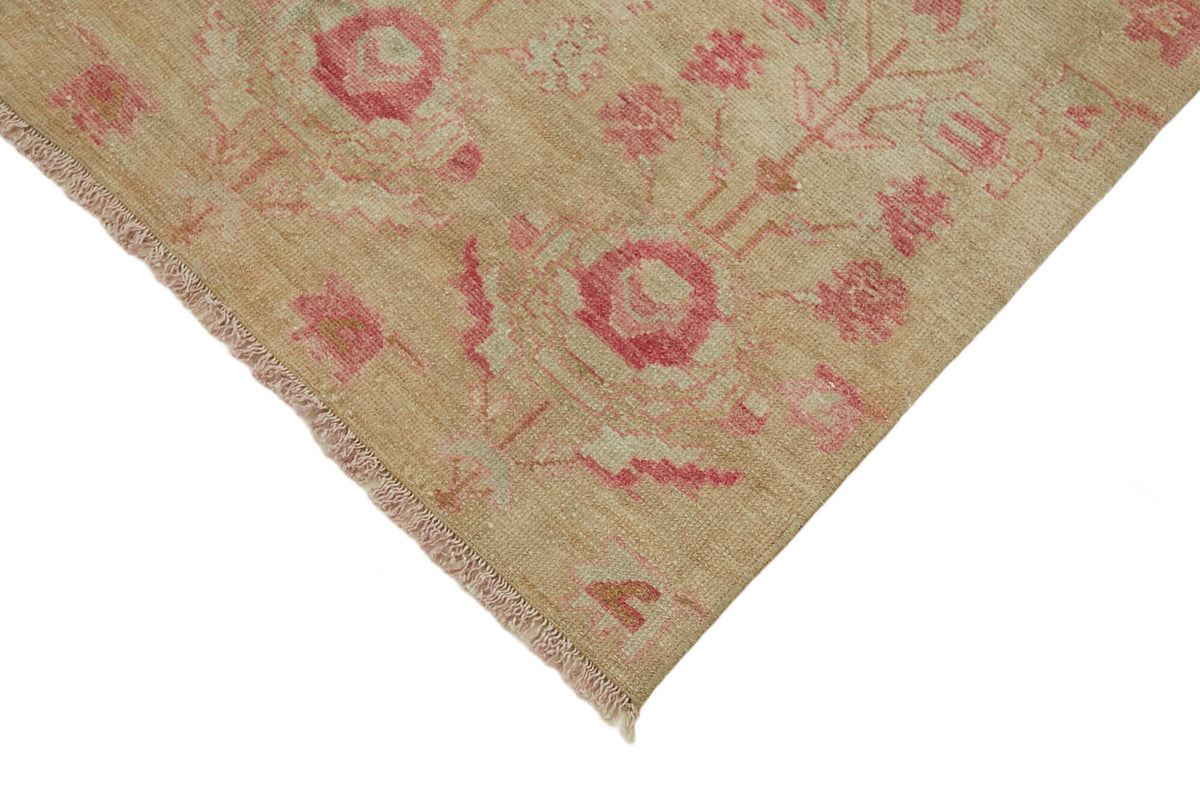 Kavale Bej Pembe Geometrik Pamuk Yün El Dokuma Halı 92x225 cm – detay görünümü