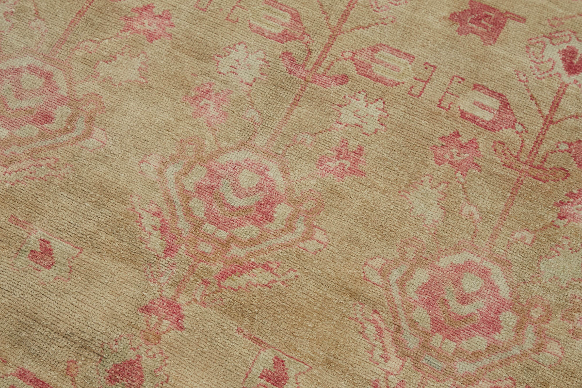 Kavale Bej Pembe Geometrik Pamuk Yün El Dokuma Halı 92x225 cm – mekânda kullanım