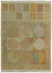 Gekro Bej Çok Renkli Geometrik Desenli Modern El Dokuma Halı 69x94 cm