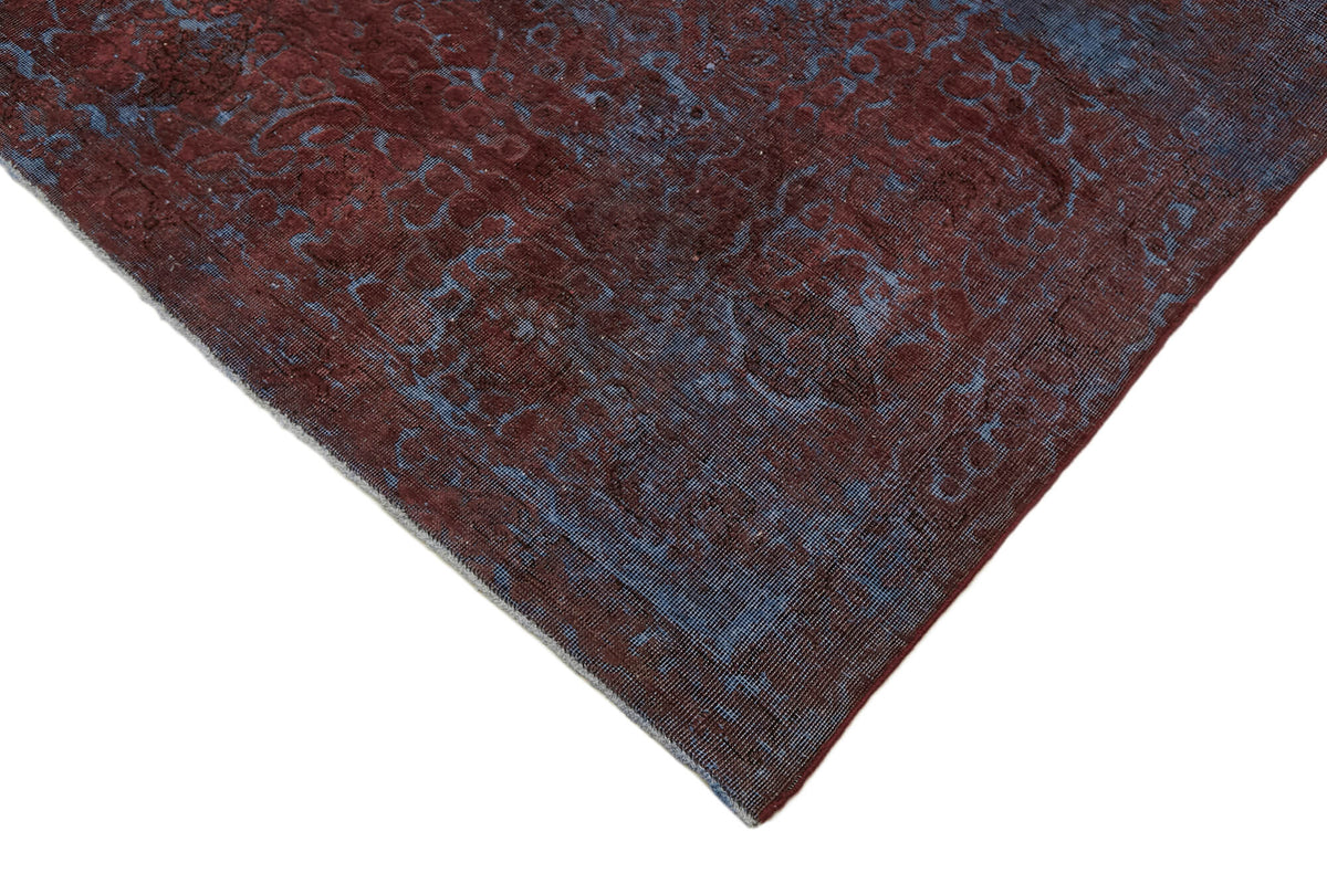 Zelko Kırmızı Mavi Madalyon Desenli Yün Eskitme Halı 296x380 cm – detay görünümü
