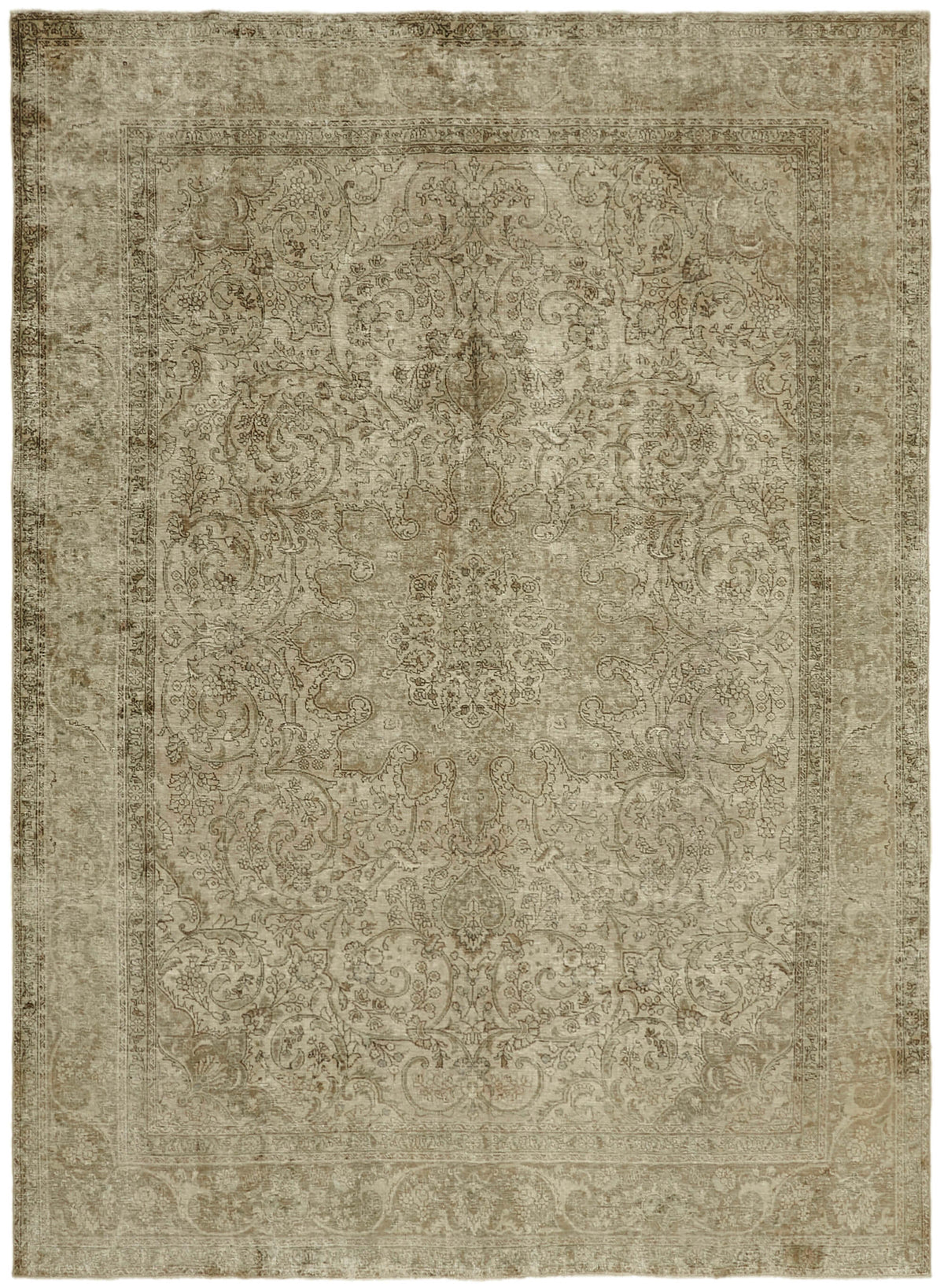Rusvo Bej Rengi Halı Klasik Çiçek Desenli Vintage 285x382 cm