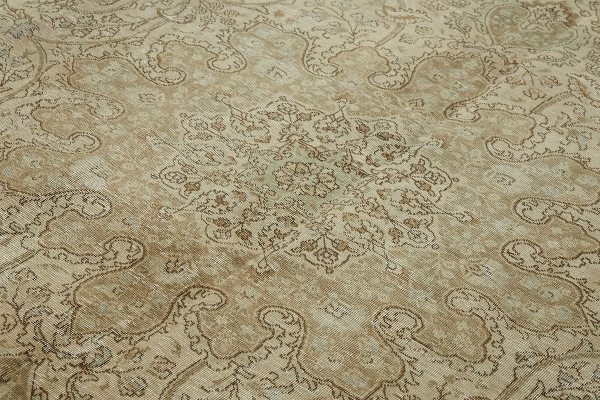 Rusvo Bej Rengi Halı Klasik Çiçek Desenli Vintage 285x382 cm – mekânda kullanım