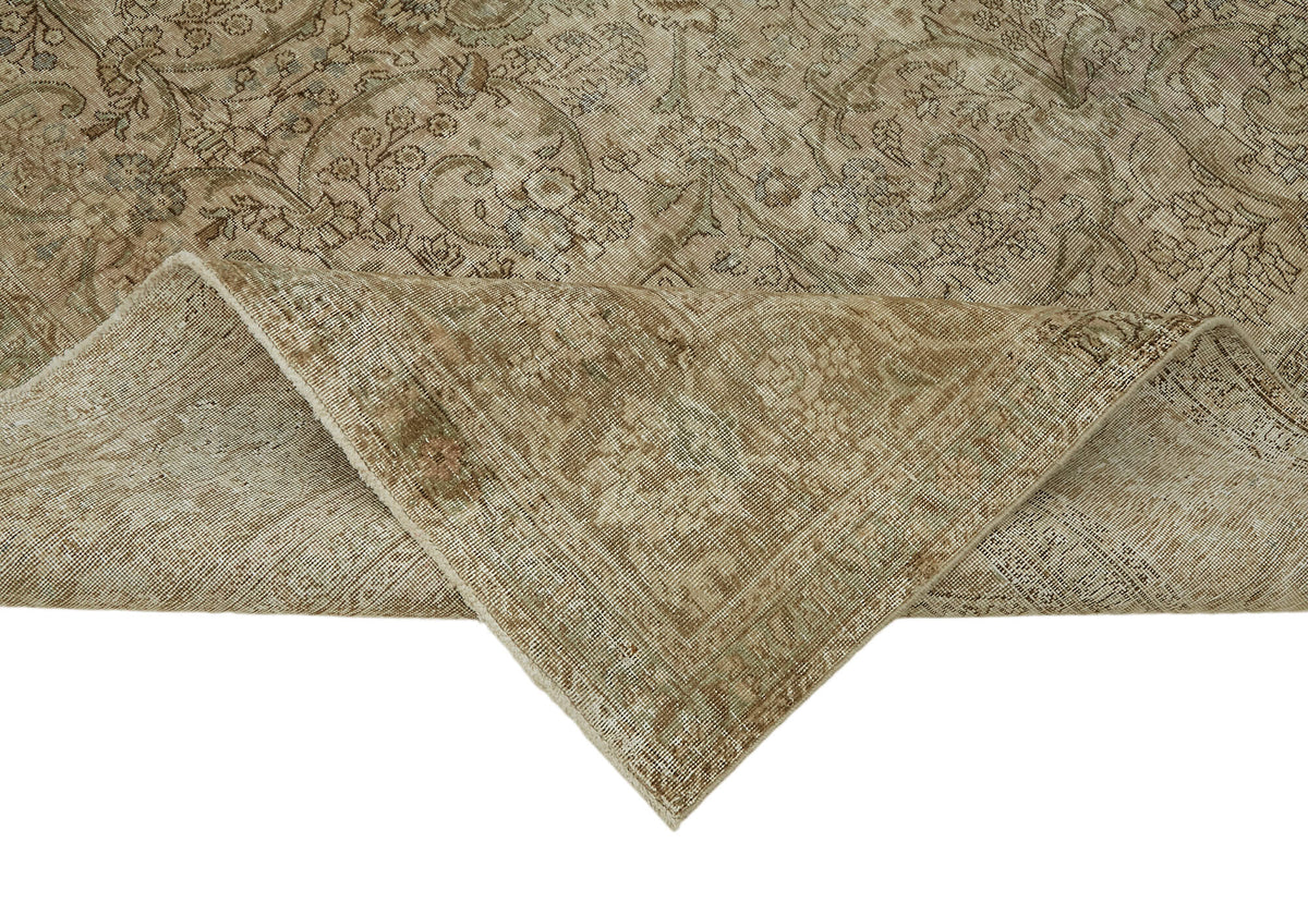 Rusvo Bej Rengi Halı Klasik Çiçek Desenli Vintage 285x382 cm – kenar detayı