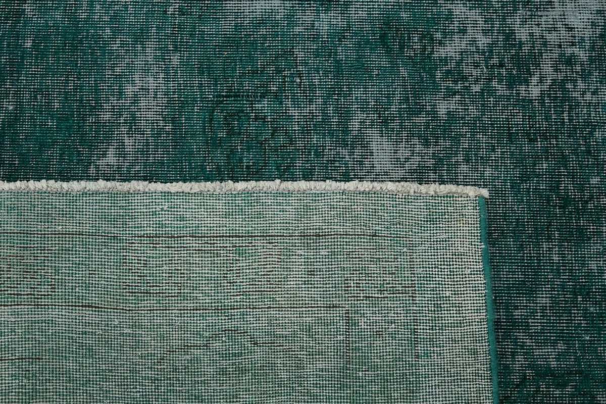 Zelko Turkuaz Gri Soyut Desenli Yün El Dokuma Halı 310x405 cm – arka yüz görünümü