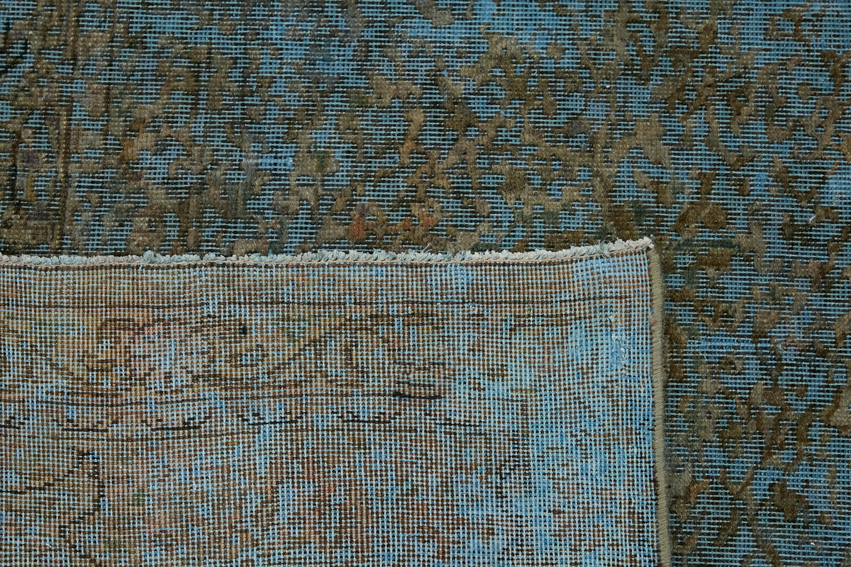 Zelko Vintage Eskitme Halı Mavi Klasik El Dokuma 295x389 cm – arka yüz görünümü