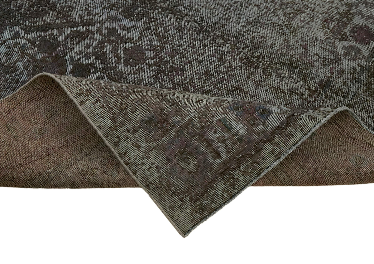 Zelko Gri Antrasit Soyut Modern El Dokuma Halı 239x335 cm – kenar detayı