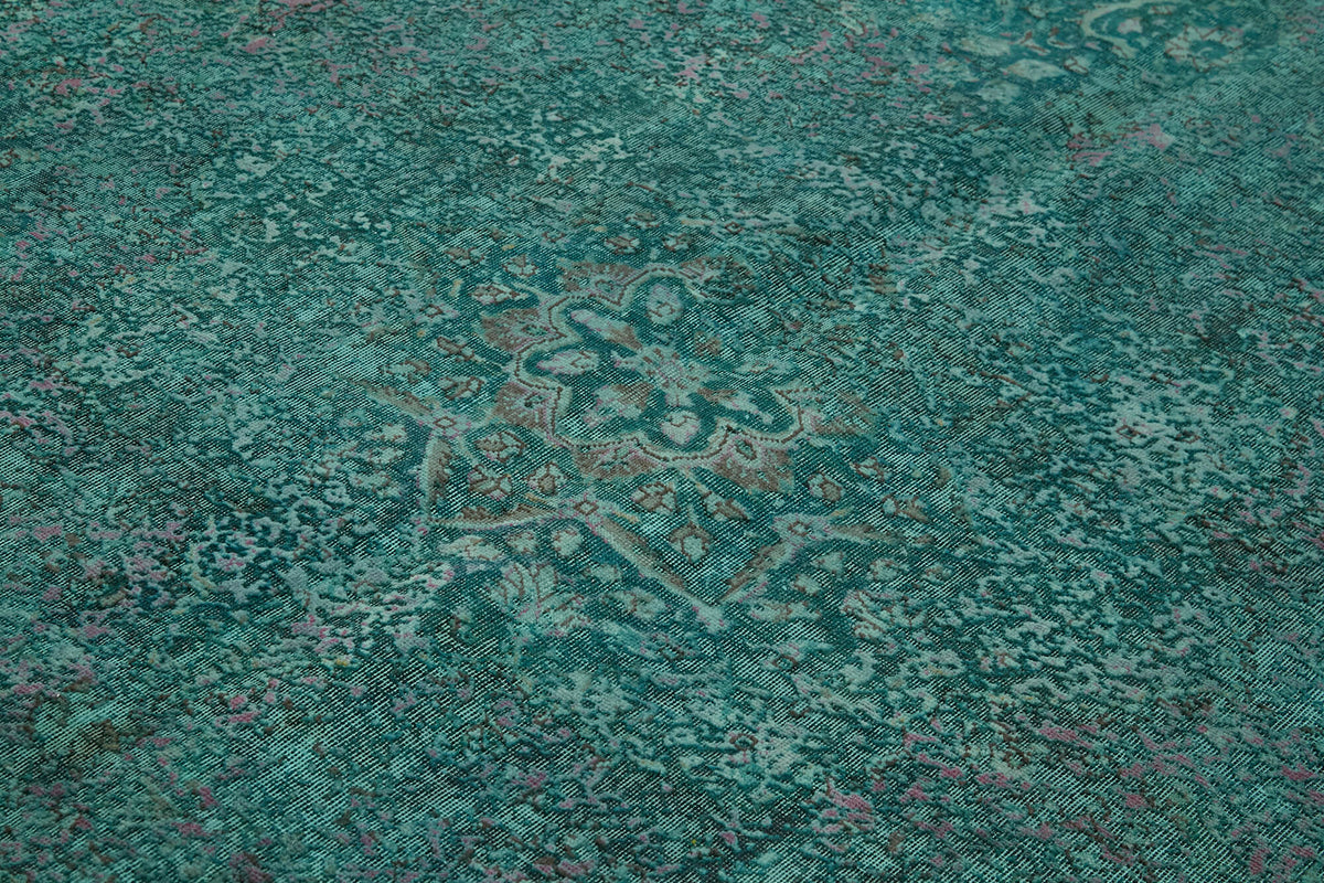Zelko Turkuaz Gri Soyut Modern El Dokuma Halı 300x395 cm – mekânda kullanım