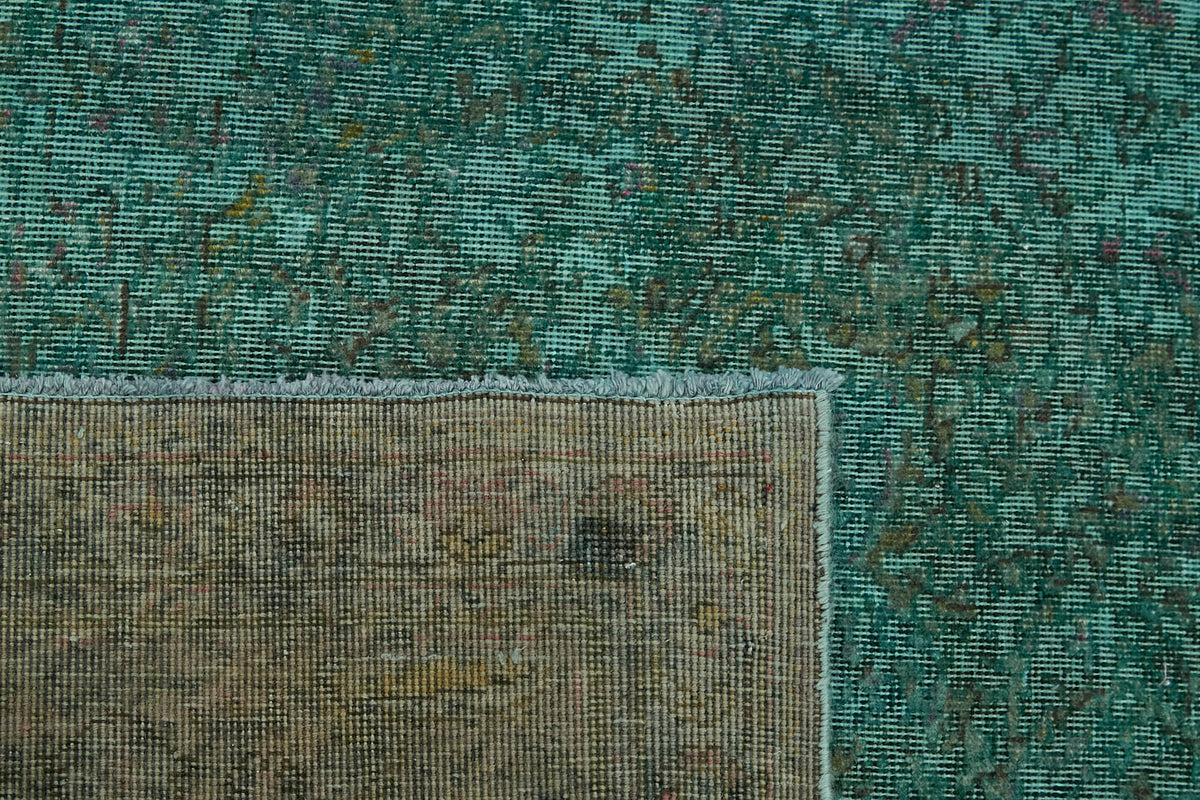 Zelko Turkuaz Gri Soyut Modern El Dokuma Halı 300x395 cm – arka yüz görünümü
