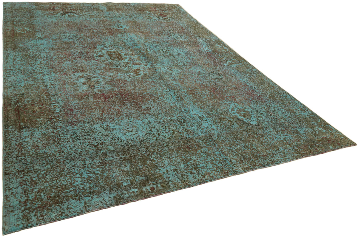Zelko Turkuaz Rengi Halı Eskitme Yüzeyli Modern Tasarım 290x375 cm – genel görünüm