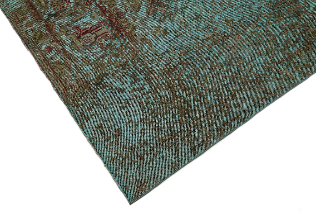 Zelko Turkuaz Rengi Halı Eskitme Yüzeyli Modern Tasarım 290x375 cm – detay görünümü