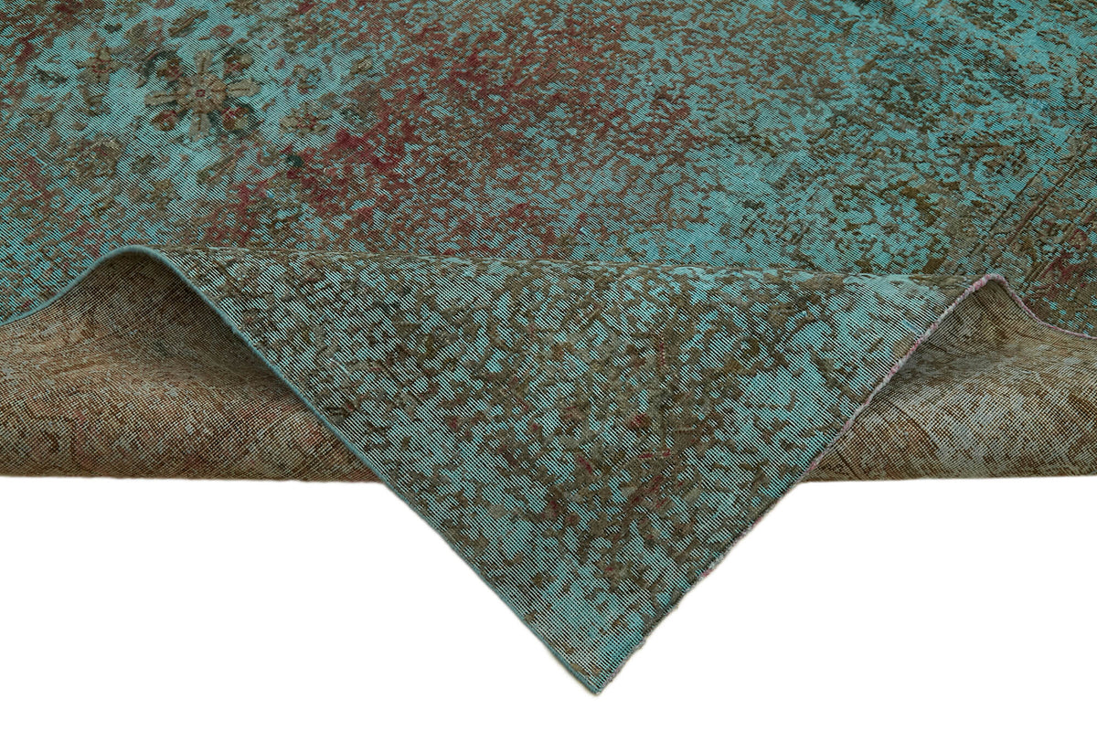 Zelko Turkuaz Rengi Halı Eskitme Yüzeyli Modern Tasarım 290x375 cm – kenar detayı