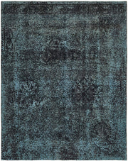 Zelko Overdyed Petrol Mavisi ve Antrasit Soyut Dokuma Modern Halı 295x368 cm