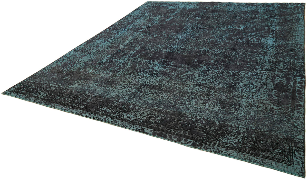Zelko Overdyed Petrol Mavisi ve Antrasit Soyut Dokuma Modern Halı 295x368 cm – doku yakın çekim