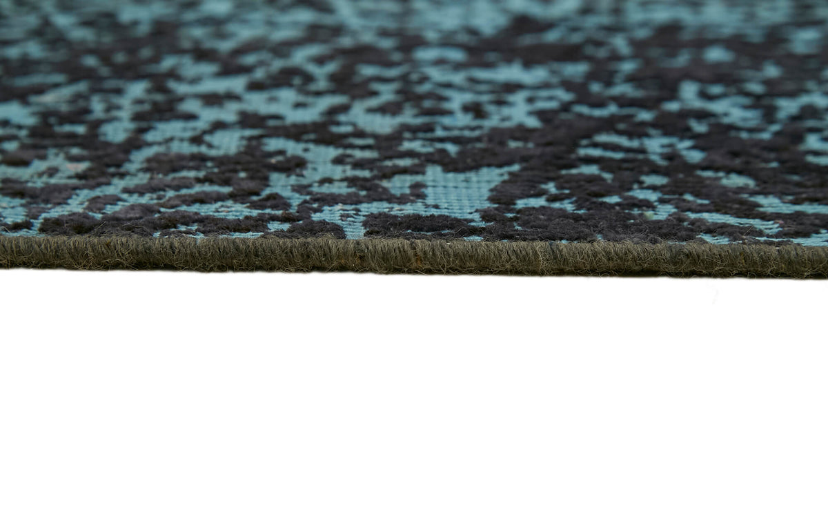Zelko Overdyed Petrol Mavisi ve Antrasit Soyut Dokuma Modern Halı 295x368 cm – farklı açı