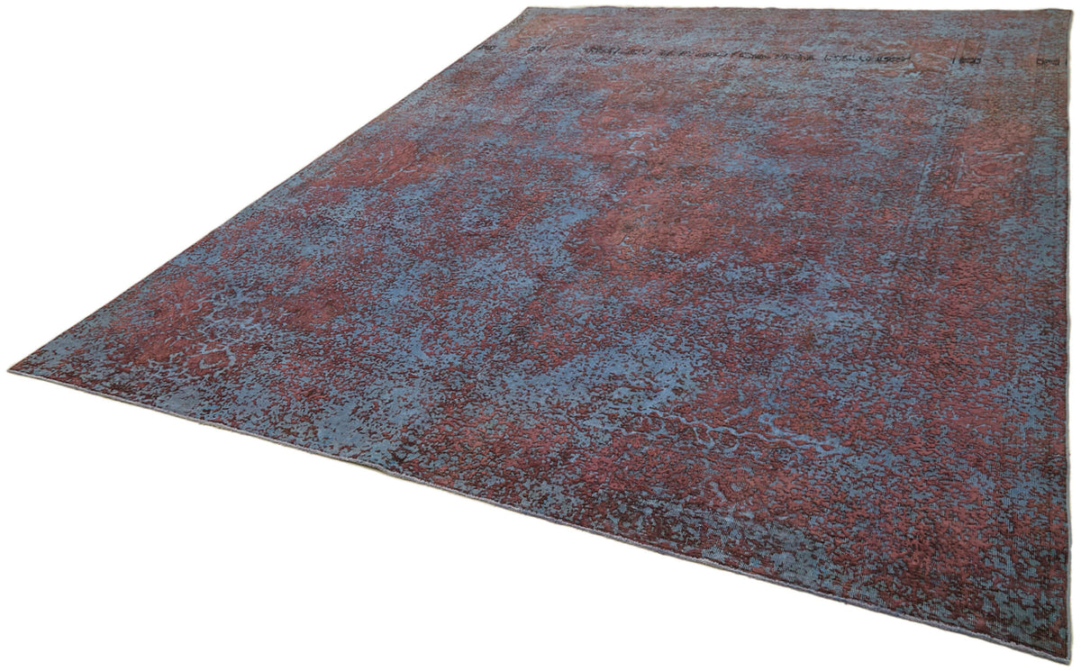 Zelko Mavi ve Kahverengi Soyut Desenli El Dokuma Halı 291x390 cm – doku yakın çekim