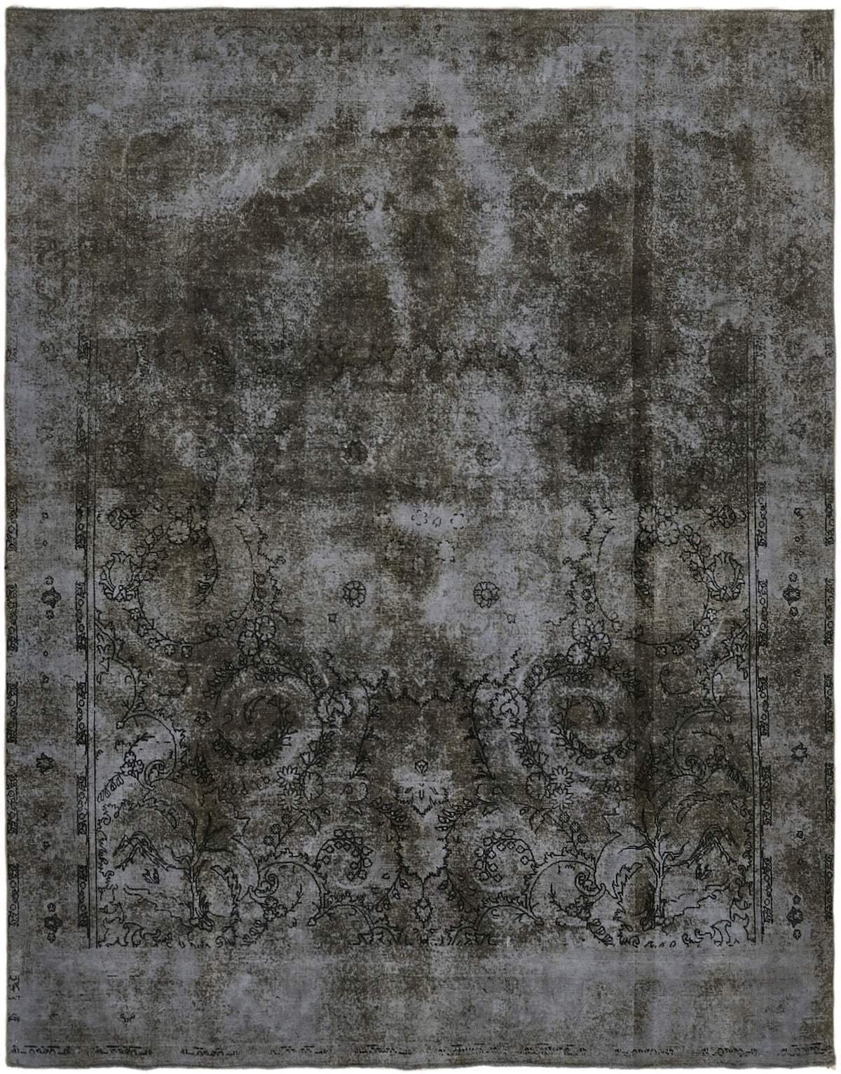 Zelko Antrasit Gri Soyut Desenli Yün Pamuk El Dokuma Halı 291x364 cm