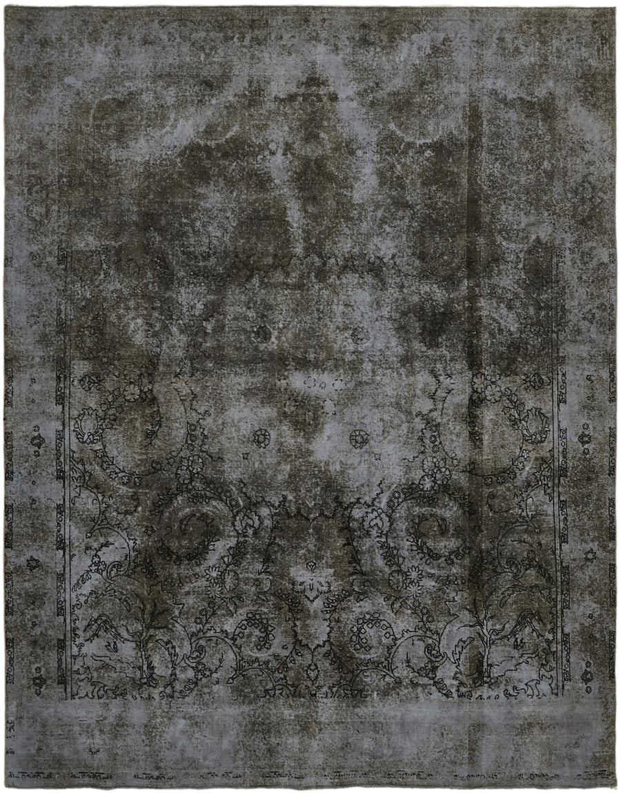 Zelko Antrasit Gri Soyut Desenli Yün Pamuk El Dokuma Halı 291x364 cm