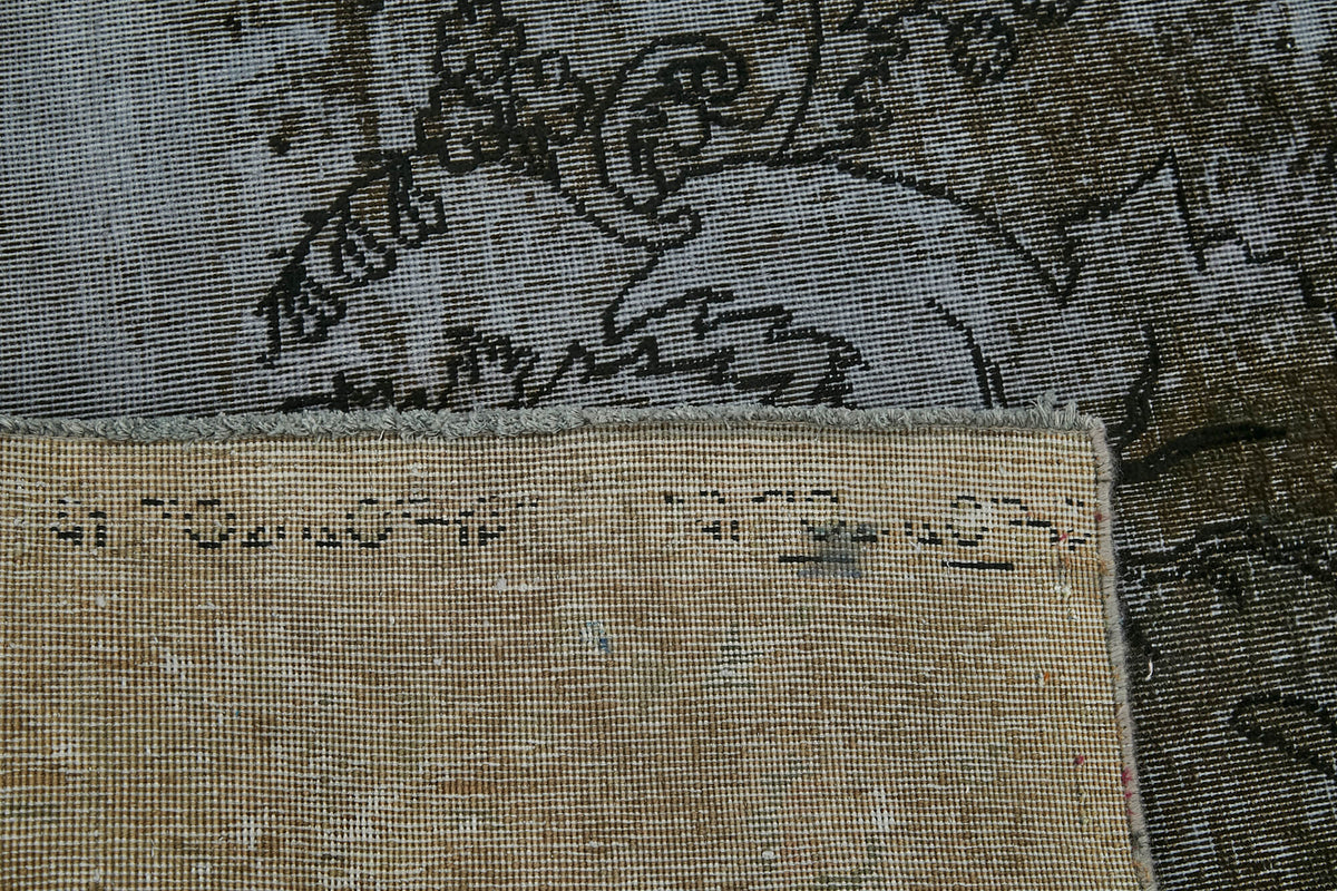 Zelko Antrasit Gri Soyut Desenli Yün Pamuk El Dokuma Halı 291x364 cm – arka yüz görünümü